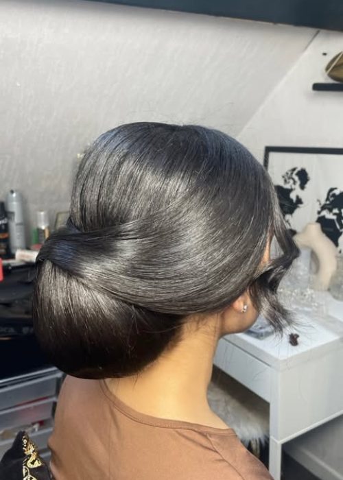 Coiffure de mariage, chignon bas